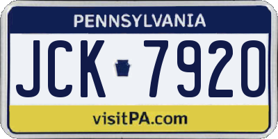 PA license plate JCK7920