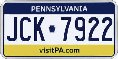 PA license plate JCK7922