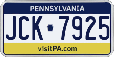PA license plate JCK7925