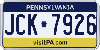 PA license plate JCK7926