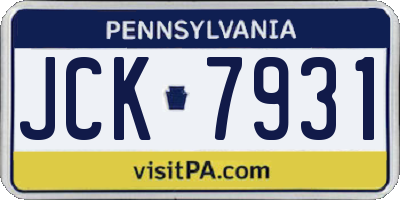 PA license plate JCK7931