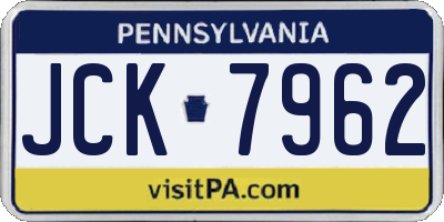 PA license plate JCK7962