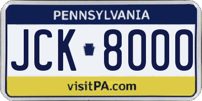 PA license plate JCK8000