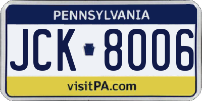 PA license plate JCK8006