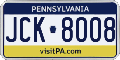 PA license plate JCK8008