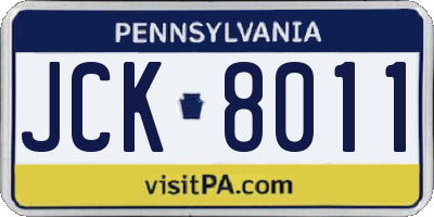 PA license plate JCK8011