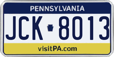 PA license plate JCK8013