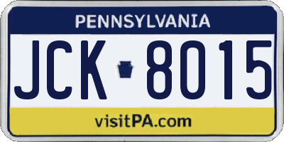 PA license plate JCK8015