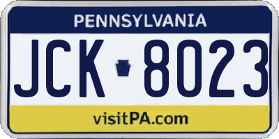 PA license plate JCK8023