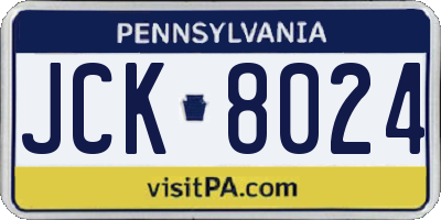 PA license plate JCK8024