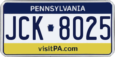 PA license plate JCK8025