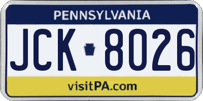 PA license plate JCK8026
