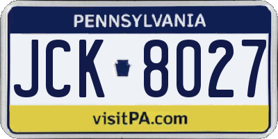 PA license plate JCK8027