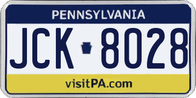 PA license plate JCK8028