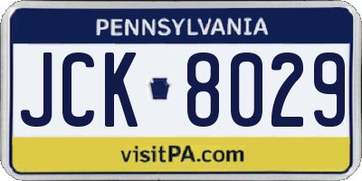 PA license plate JCK8029
