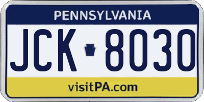 PA license plate JCK8030