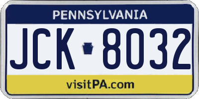 PA license plate JCK8032