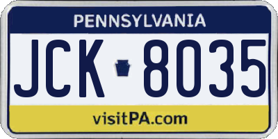 PA license plate JCK8035