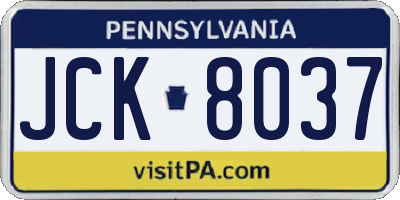 PA license plate JCK8037