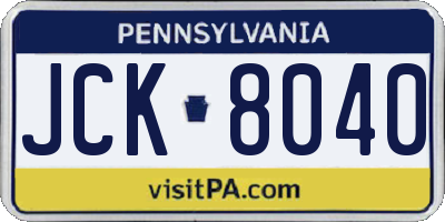 PA license plate JCK8040