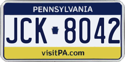PA license plate JCK8042