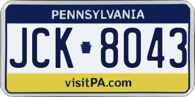 PA license plate JCK8043