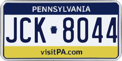 PA license plate JCK8044