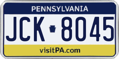 PA license plate JCK8045