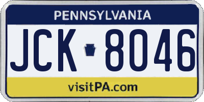 PA license plate JCK8046