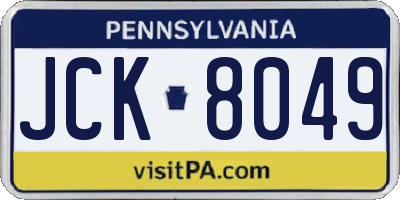 PA license plate JCK8049