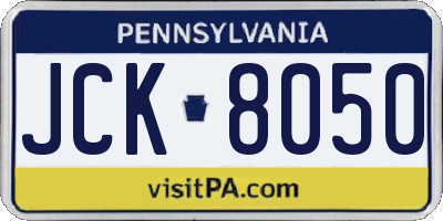 PA license plate JCK8050