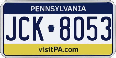 PA license plate JCK8053