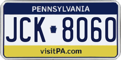 PA license plate JCK8060