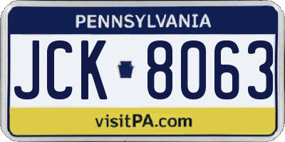 PA license plate JCK8063