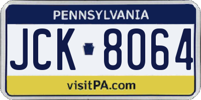 PA license plate JCK8064