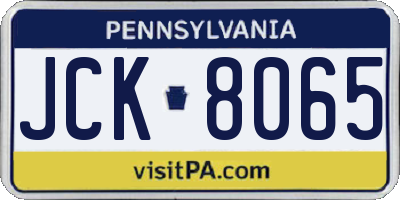 PA license plate JCK8065