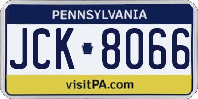 PA license plate JCK8066