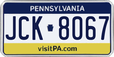 PA license plate JCK8067