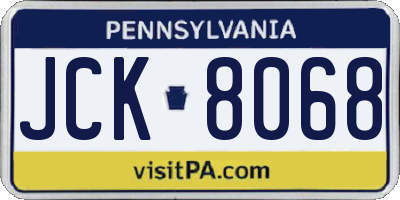 PA license plate JCK8068