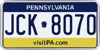 PA license plate JCK8070