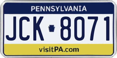 PA license plate JCK8071