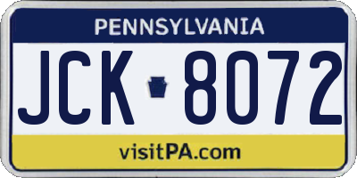 PA license plate JCK8072