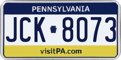 PA license plate JCK8073