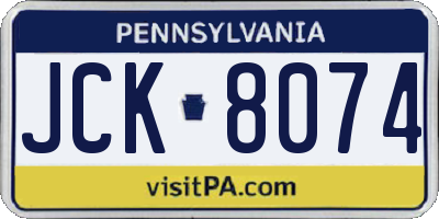 PA license plate JCK8074