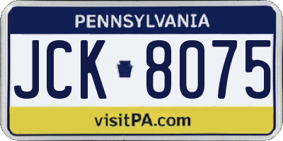 PA license plate JCK8075