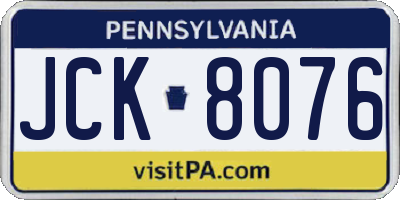 PA license plate JCK8076