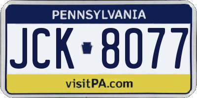 PA license plate JCK8077