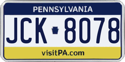 PA license plate JCK8078