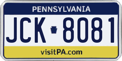 PA license plate JCK8081