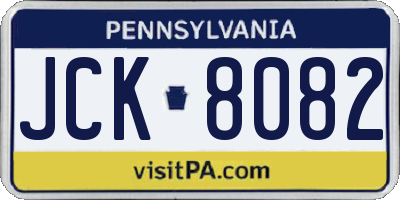 PA license plate JCK8082